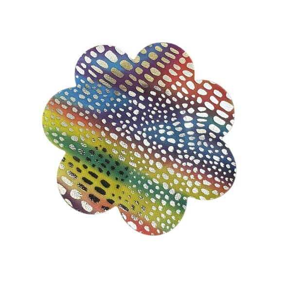 Holographic Rainbow Flower Shaped Disposable Nipple Covers Pasties Set Of 2 - Picture 2 of 5